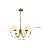 Contemporary Alabaster Gold Branch Globe Hanging Chandelier #size