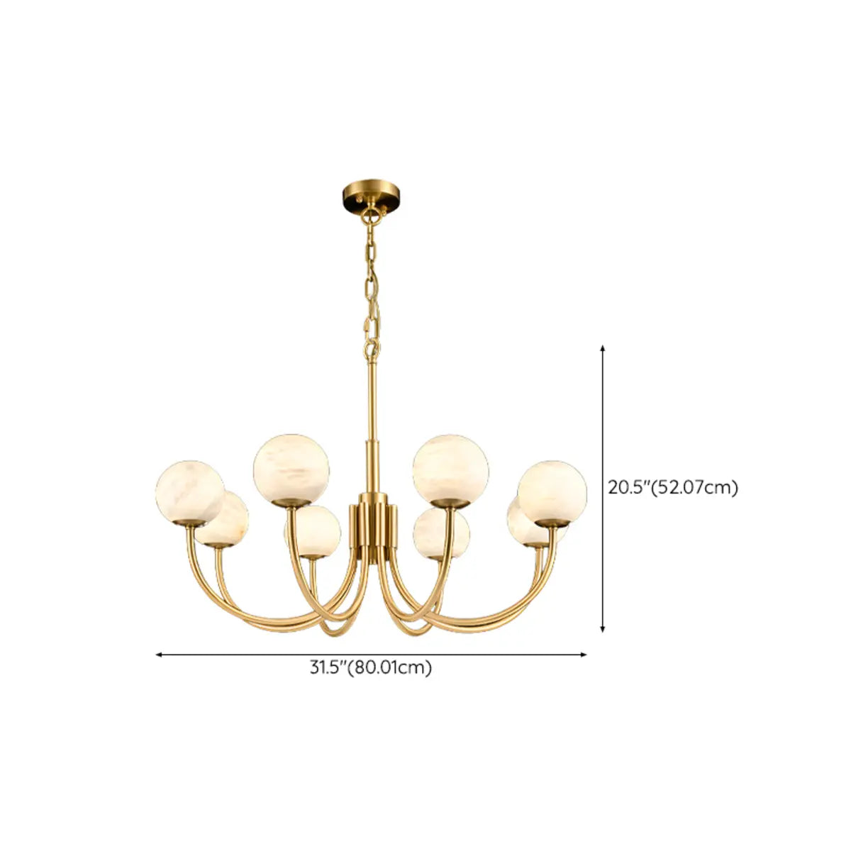 Contemporary Alabaster Gold Branch Globe Hanging Chandelier Image - 17