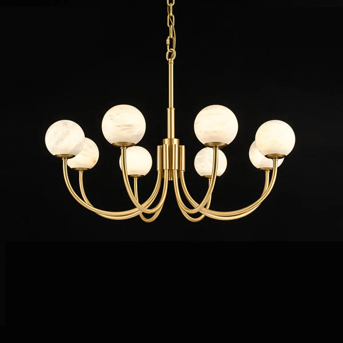 Contemporary Alabaster Gold Branch Globe Hanging Chandelier Image - 3