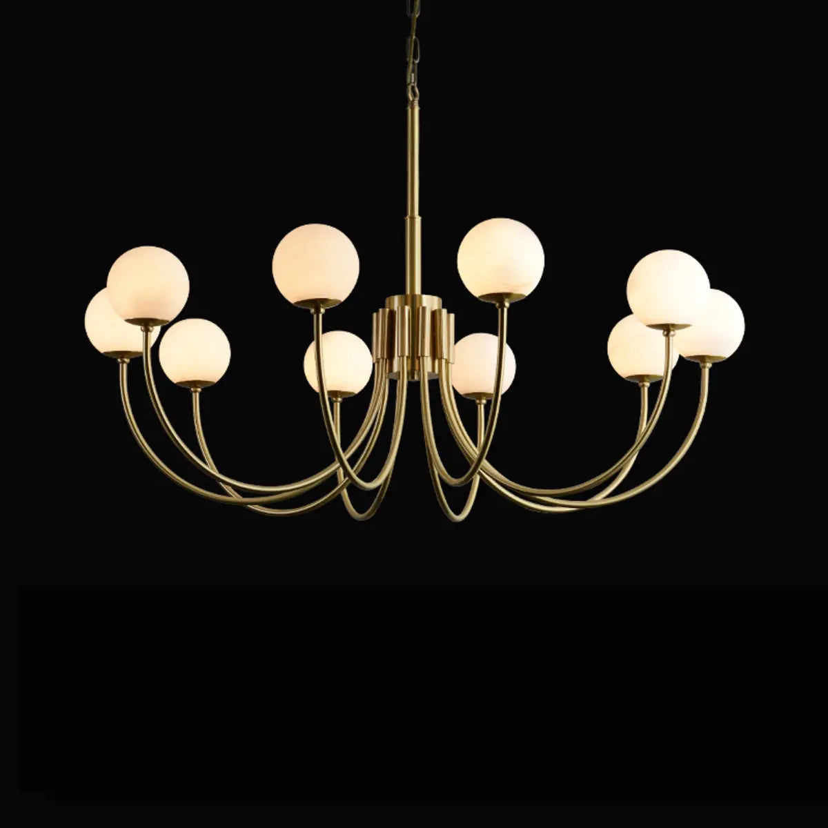 Contemporary Alabaster Gold Branch Globe Hanging Chandelier Image - 5