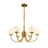 Contemporary Alabaster Gold Branch Globe Hanging Chandelier Image - 8