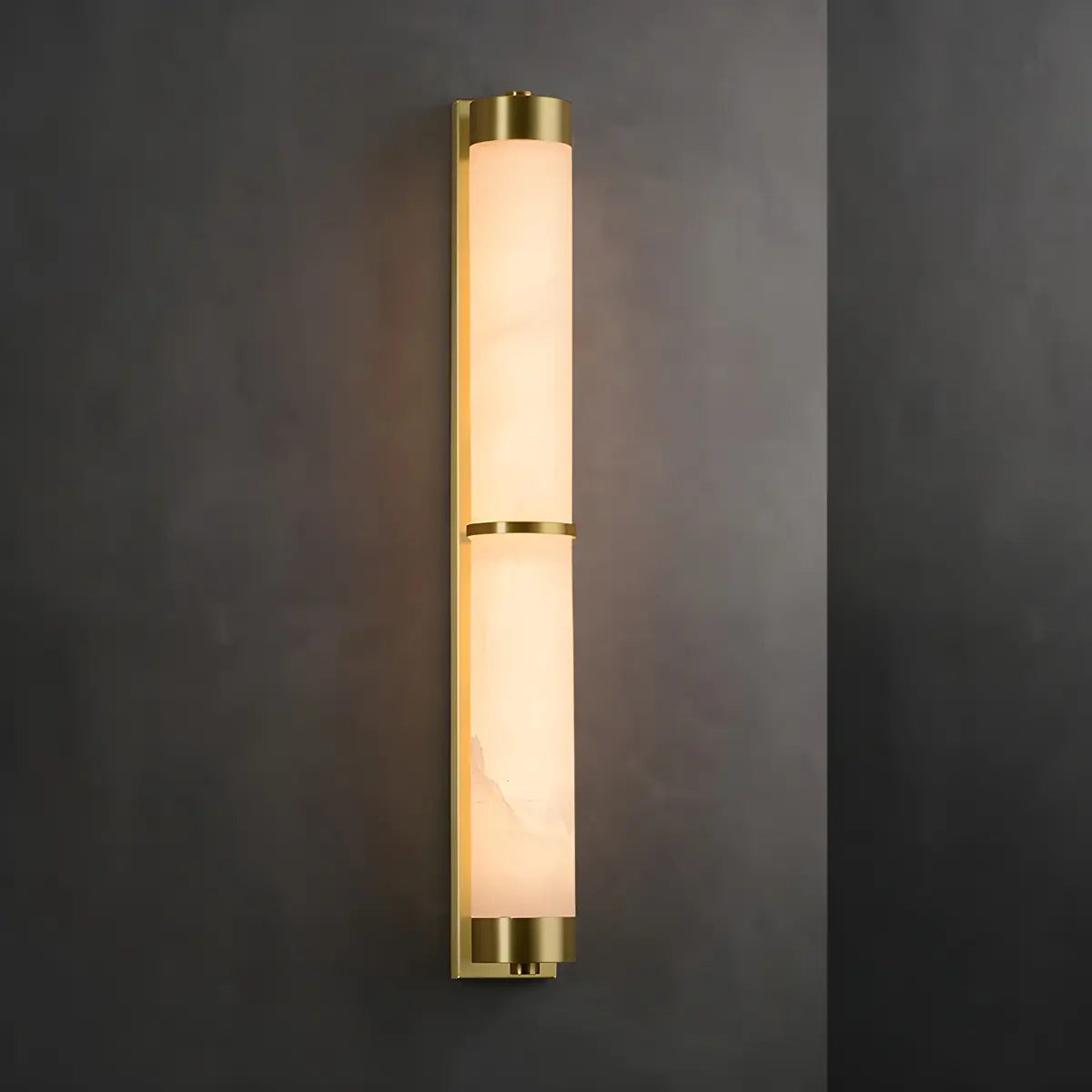 Contemporary Alabaster Gold Tube White Bedroom Wall Lamp Image - 1