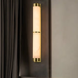 Contemporary Alabaster Gold Tube White Bedroom Wall Lamp Image - 12