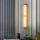 Contemporary Alabaster Gold Tube White Bedroom Wall Lamp Image - 4