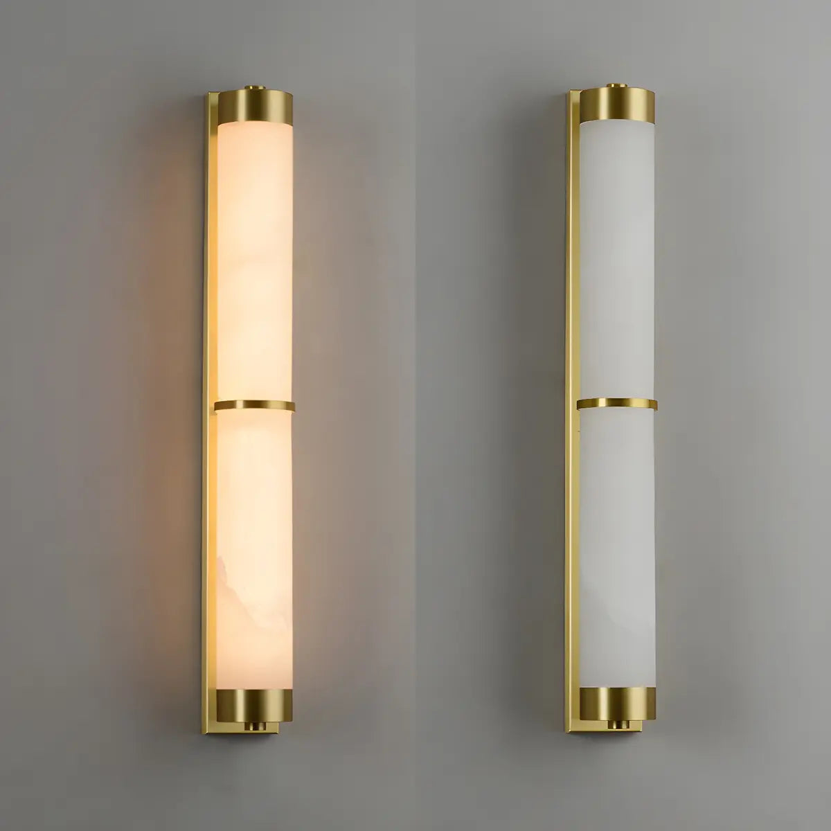 Contemporary Alabaster Gold Tube White Bedroom Wall Lamp Image - 9