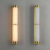 Contemporary Alabaster Gold Tube White Bedroom Wall Lamp Image - 9