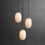 Contemporary Alabaster Oval Living Room Pendant Light Image - 1