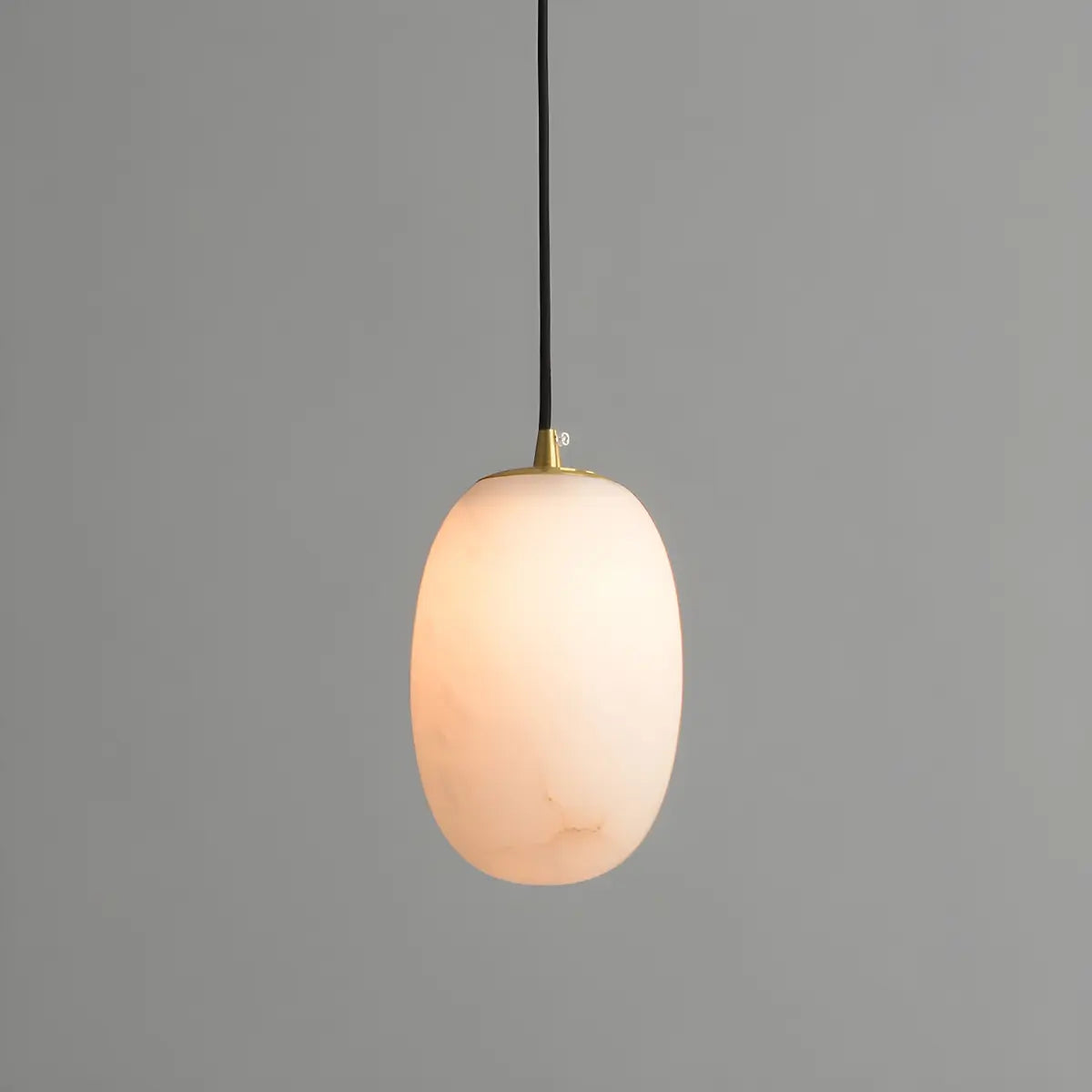 Contemporary Alabaster Oval Living Room Pendant Light Image - 7