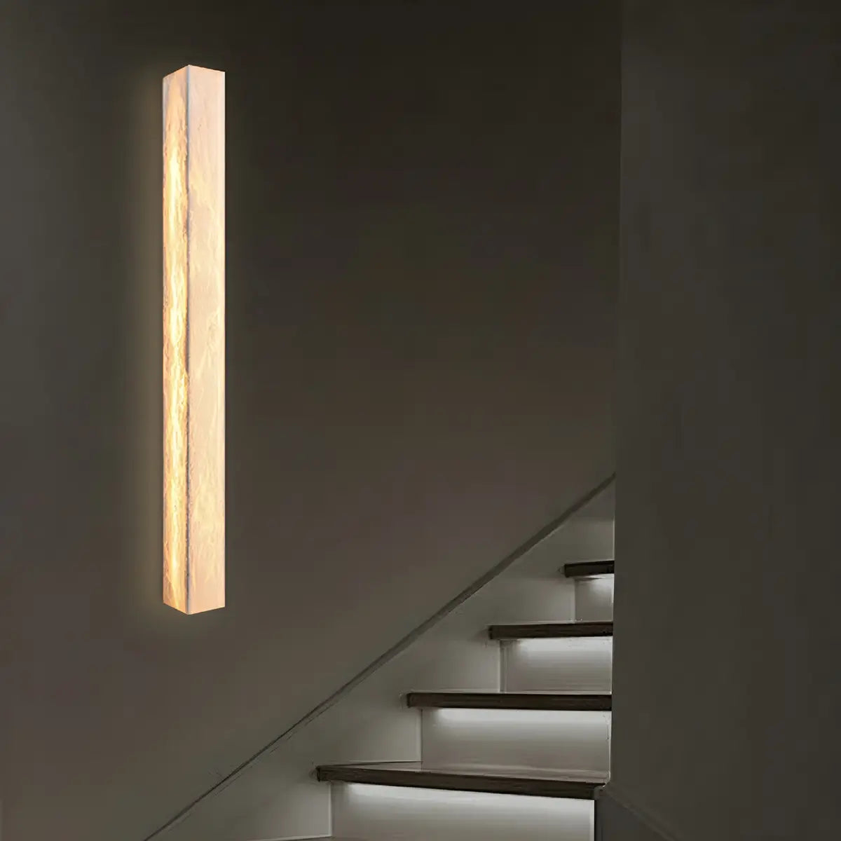 Contemporary Alabaster Rectangle White Bedroom Wall Sconce Image - 12