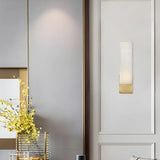 Contemporary Alabaster Rectangular Gold Bedroom Wall Sconce Image - 3