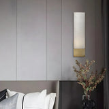 Contemporary Alabaster Rectangular Gold Bedroom Wall Sconce Image - 8