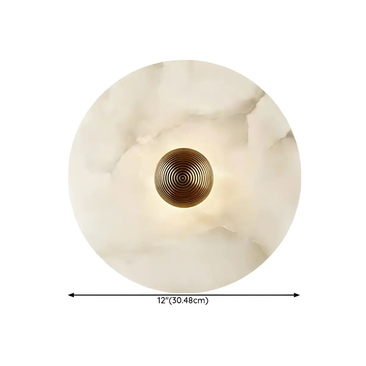 Contemporary Alabaster Round Living Room White Wall Sconce Image - 13