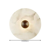 Contemporary Alabaster Round Living Room White Wall Sconce Image - 13