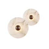 Contemporary Alabaster Round Living Room White Wall Sconce Image - 4