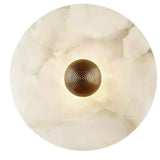 Contemporary Alabaster Round Living Room White Wall Sconce Image - 5