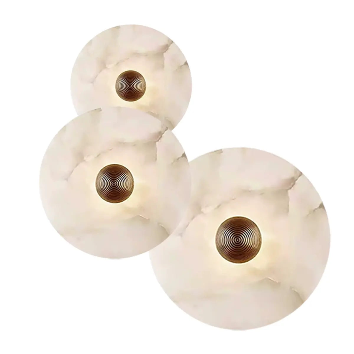 Contemporary Alabaster Round Living Room White Wall Sconce Image - 6