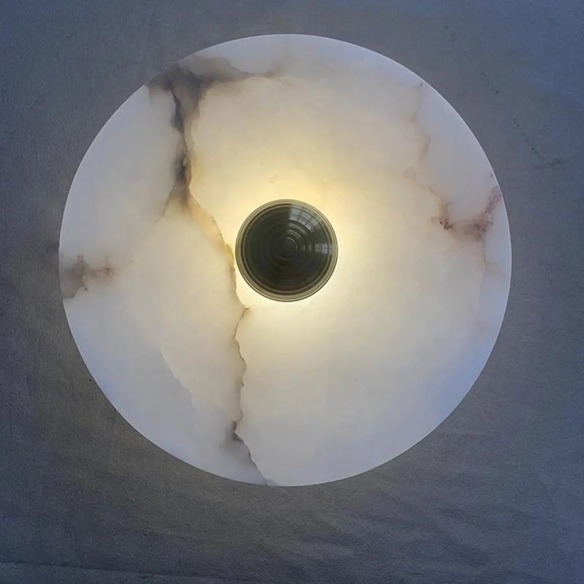 Contemporary Alabaster Round Living Room White Wall Sconce Image - 9