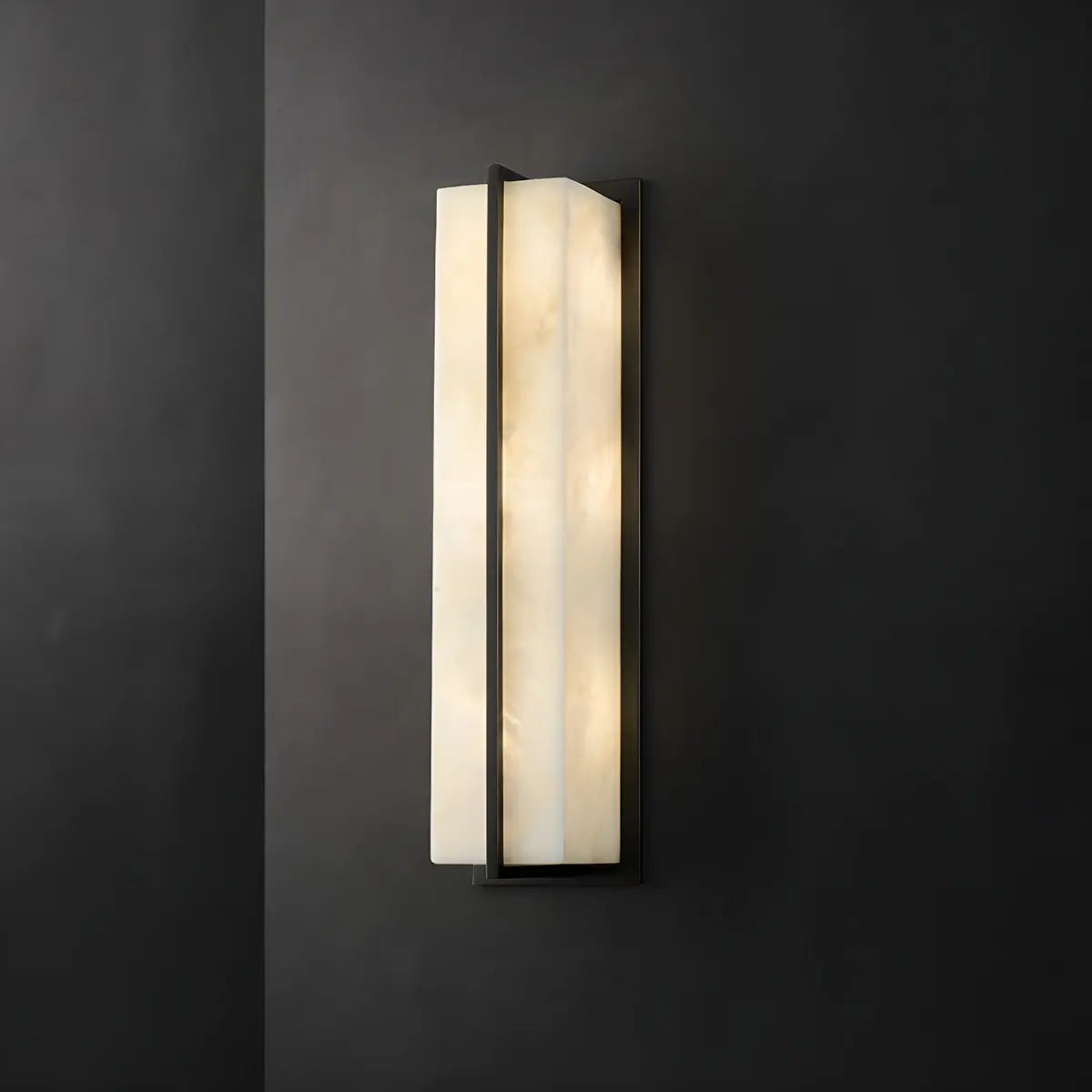 Contemporary Alabaster Square Black Living Room Wall Lamp Image - 4