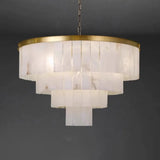 Contemporary Alabaster Tiered Gold Living Room Chandelier Image - 11