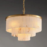 Contemporary Alabaster Tiered Gold Living Room Chandelier Image - 3