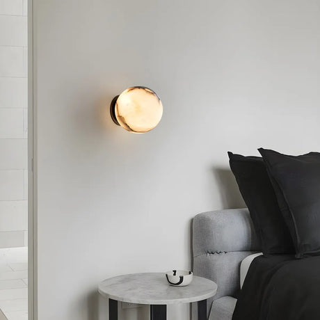 Contemporary Alabaster White Globe Bedroom Wall Sconce Image - 1