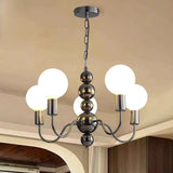 Contemporary Arm Ball Metal Black 5-Light Chandelier Image - 1