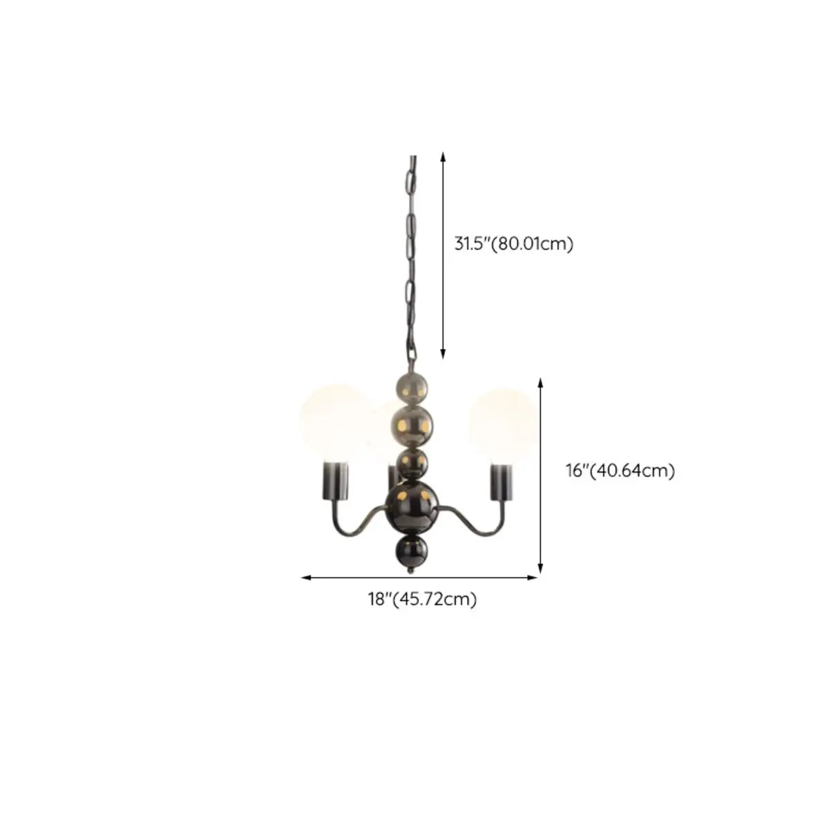 Contemporary Arm Ball Metal Black 5-Light Chandelier 