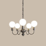 Contemporary Arm Ball Metal Black 5-Light Chandelier Image - 3