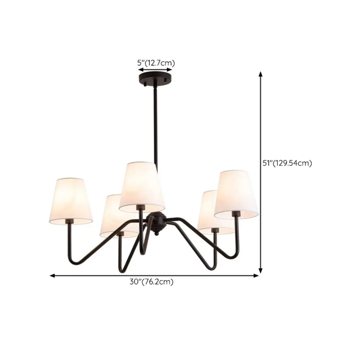 Contemporary Arm Fabric Black Dining Room Large Chandelier 