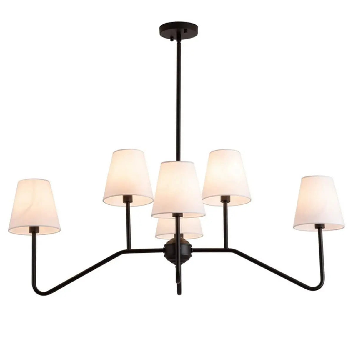 Contemporary Arm Fabric Black Dining Room Large Chandelier Image - 4