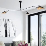 Contemporary Arm Large Black Living Room 3-Light Chandelier Image - 3