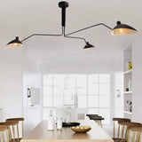 Contemporary Arm Large Black Living Room 3-Light Chandelier Image - 4