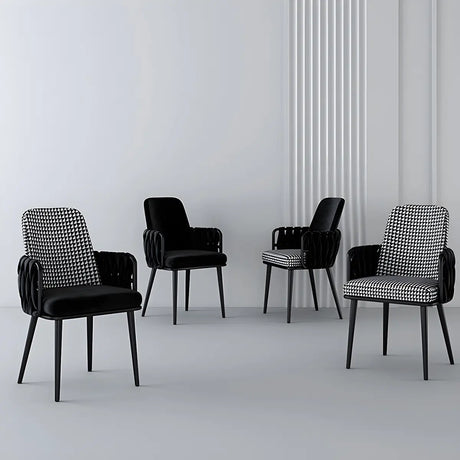 Contemporary Armchair Woven Fabric Black Office Chair Image - 1