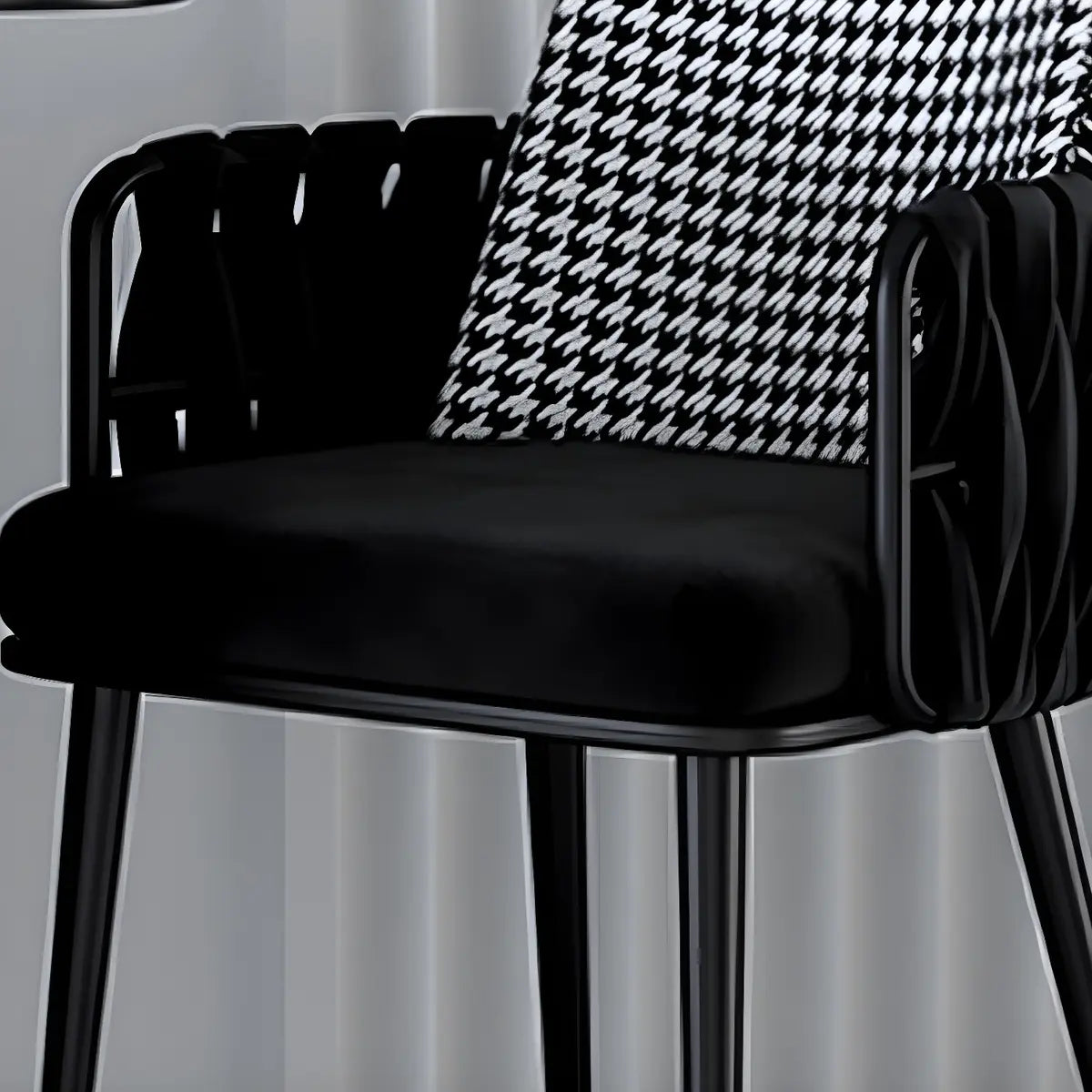 Contemporary Armchair Woven Fabric Black Office Chair Image - 12