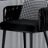 Contemporary Armchair Woven Fabric Black Office Chair Image - 12