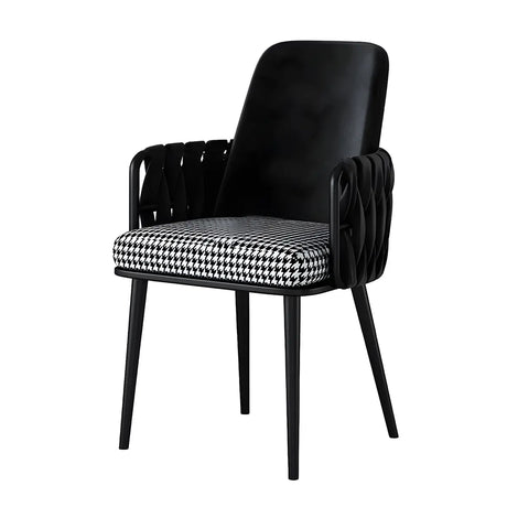 Contemporary Armchair Woven Fabric Black Office Chair Image - 2