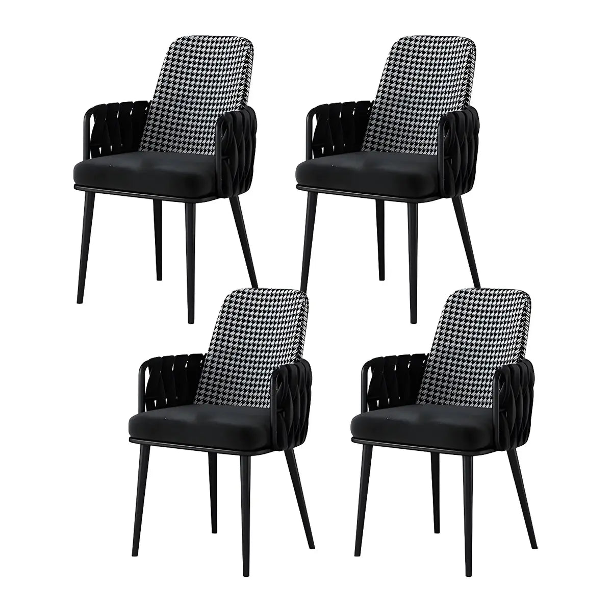 Contemporary Armchair Woven Fabric Black Office Chair Image - 25