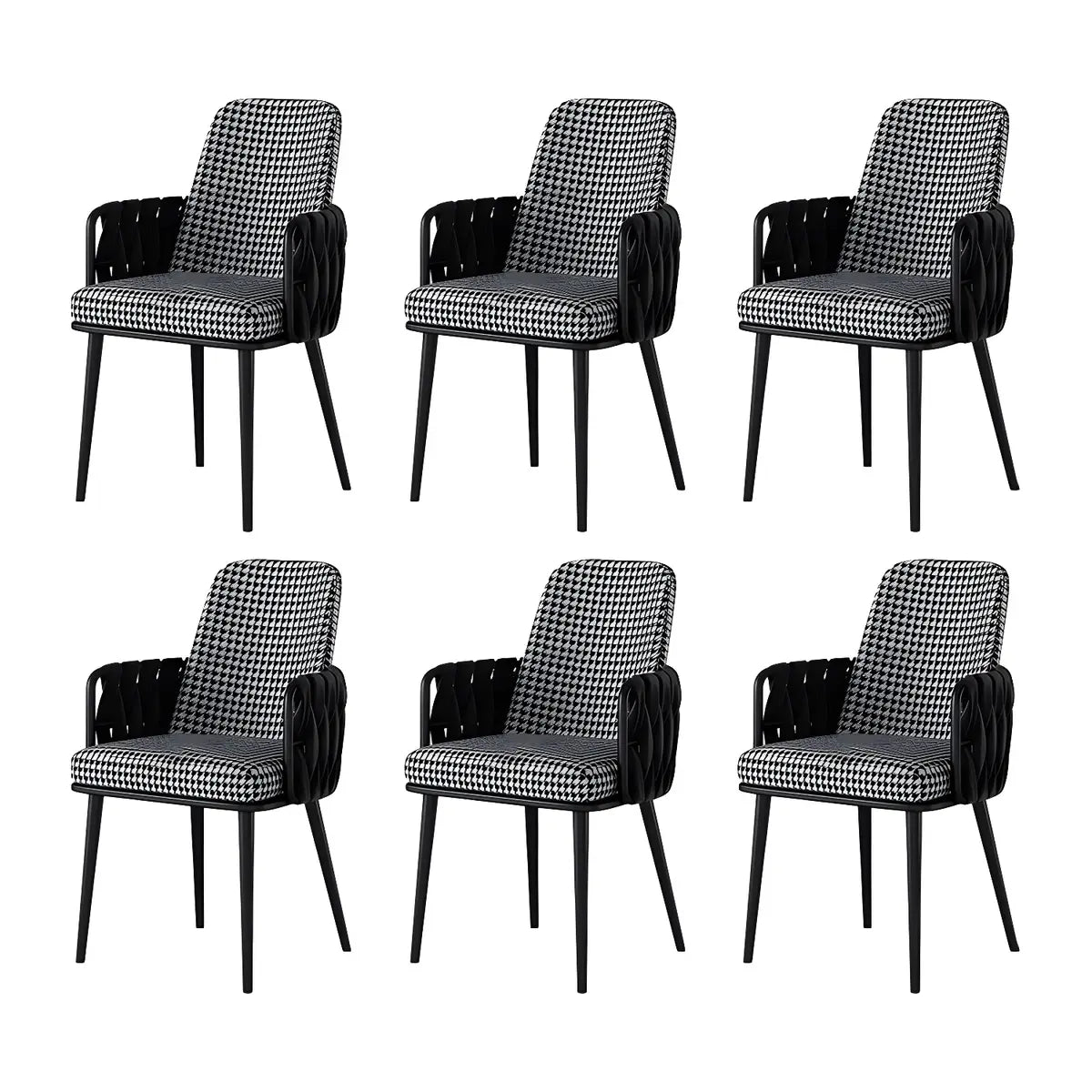 Contemporary Armchair Woven Fabric Black Office Chair Image - 29