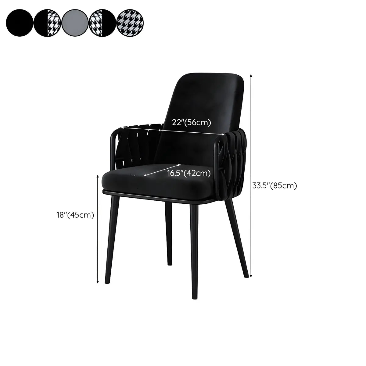 Contemporary Armchair Woven Fabric Black Office Chair 