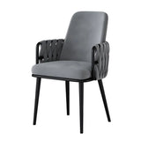 Contemporary Armchair Woven Fabric Black Office Chair Image - 4