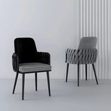 Contemporary Armchair Woven Fabric Black Office Chair Image - 5