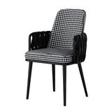 Contemporary Armchair Woven Fabric Black Office Chair Image - 7