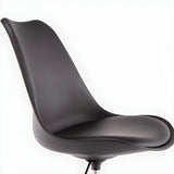 Contemporary Armless Faux Leather Wheels Office Chair Image - 11