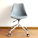 Contemporary Armless Faux Leather Wheels Office Chair Image - 12