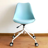 Contemporary Armless Faux Leather Wheels Office Chair Image - 16