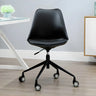 Contemporary Armless Faux Leather Wheels Office Chair Image - 2