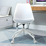 Contemporary Armless Faux Leather Wheels Office Chair Image - 22