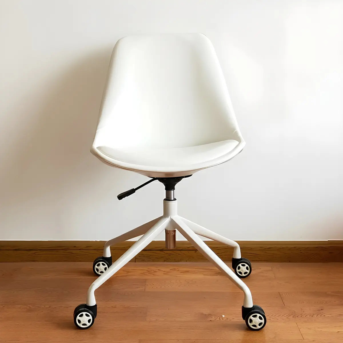 Contemporary Armless Faux Leather Wheels Office Chair Image - 23