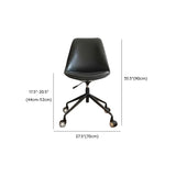 Contemporary Armless Faux Leather Wheels Office Chair Image - 27