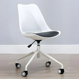 Contemporary Armless Faux Leather Wheels Office Chair Image - 3